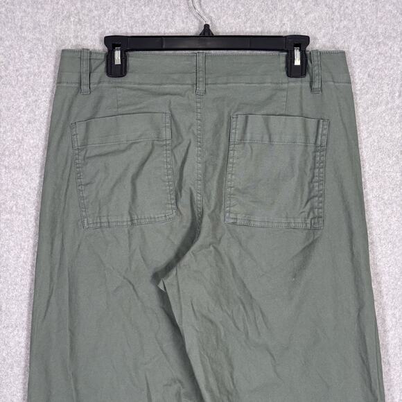 A New Day Pant 12 Green Wide Leg Stretch Trouser Utility Academia Minimal Quiet - Picture 10 of 13